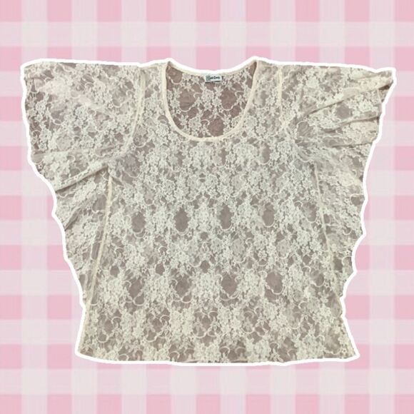 Rock Candy Coquette Pastel Pink Lace Sheer Ruffle Blouse Size Small - Picture 1 of 12